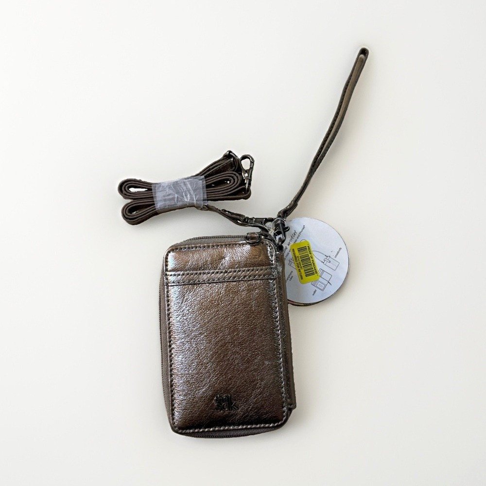 The Sak Brown Animal Print Zip-Around Wristlet Wallet w/ Lanyard, Pockets